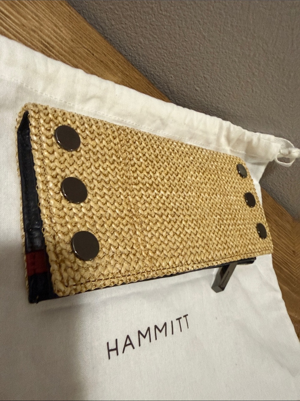 Hammitt 110 North Chaparral Raffia/Gunmetal Wallet; Preloved; Dust-bag - Picture 9 of 13